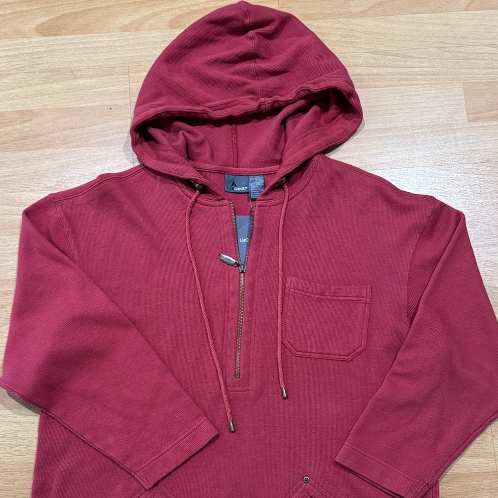 Liz Claiborn Vintage Maroon Hooded Zip-Up Sweater for plus size